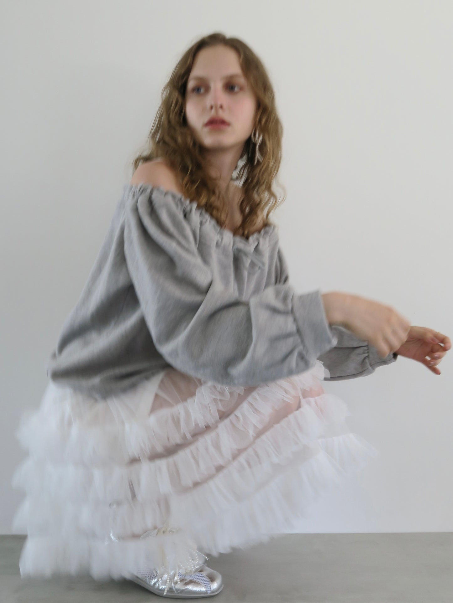 drawstring off shoulder pullover