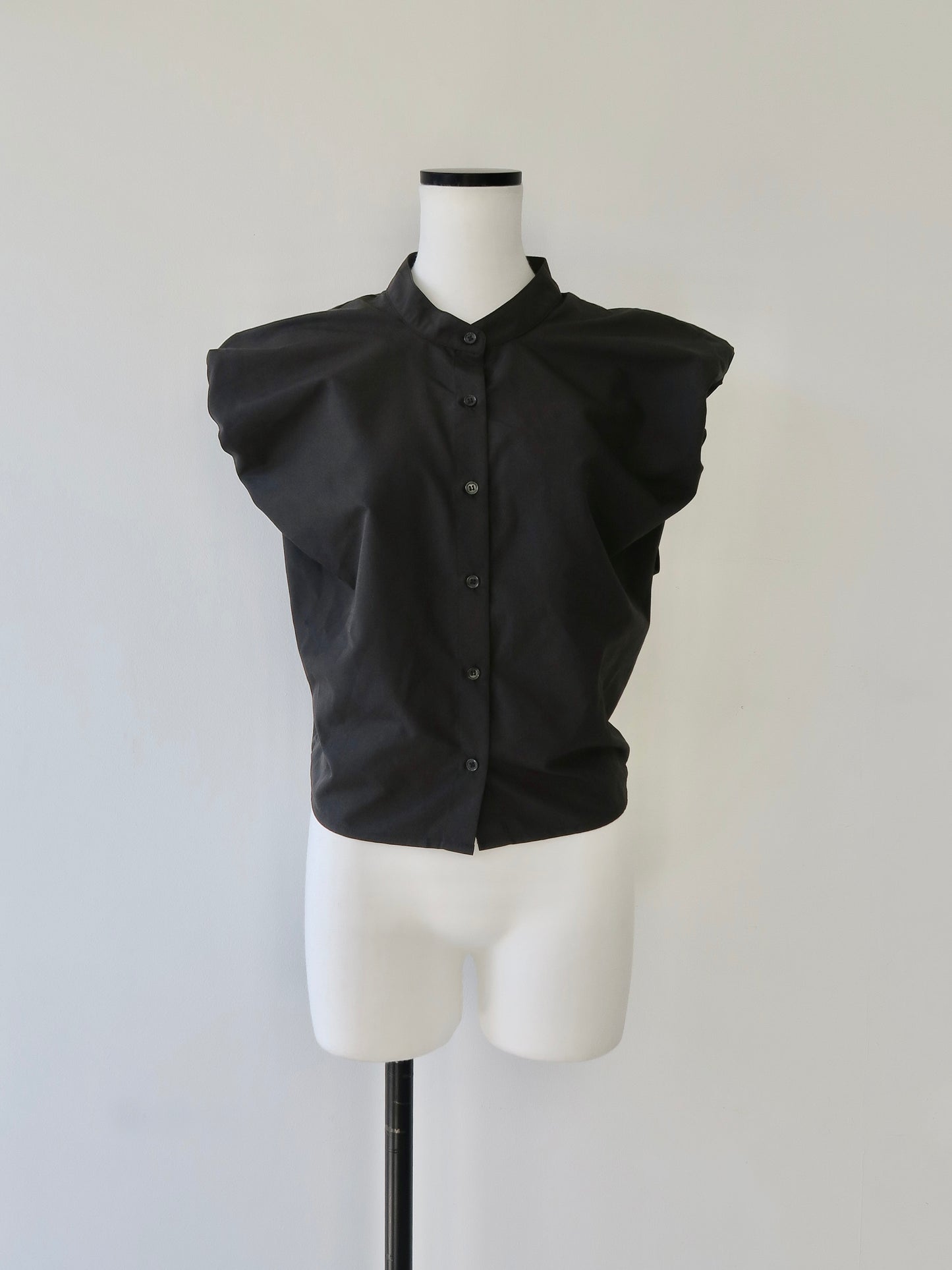 stand collar puff blouse