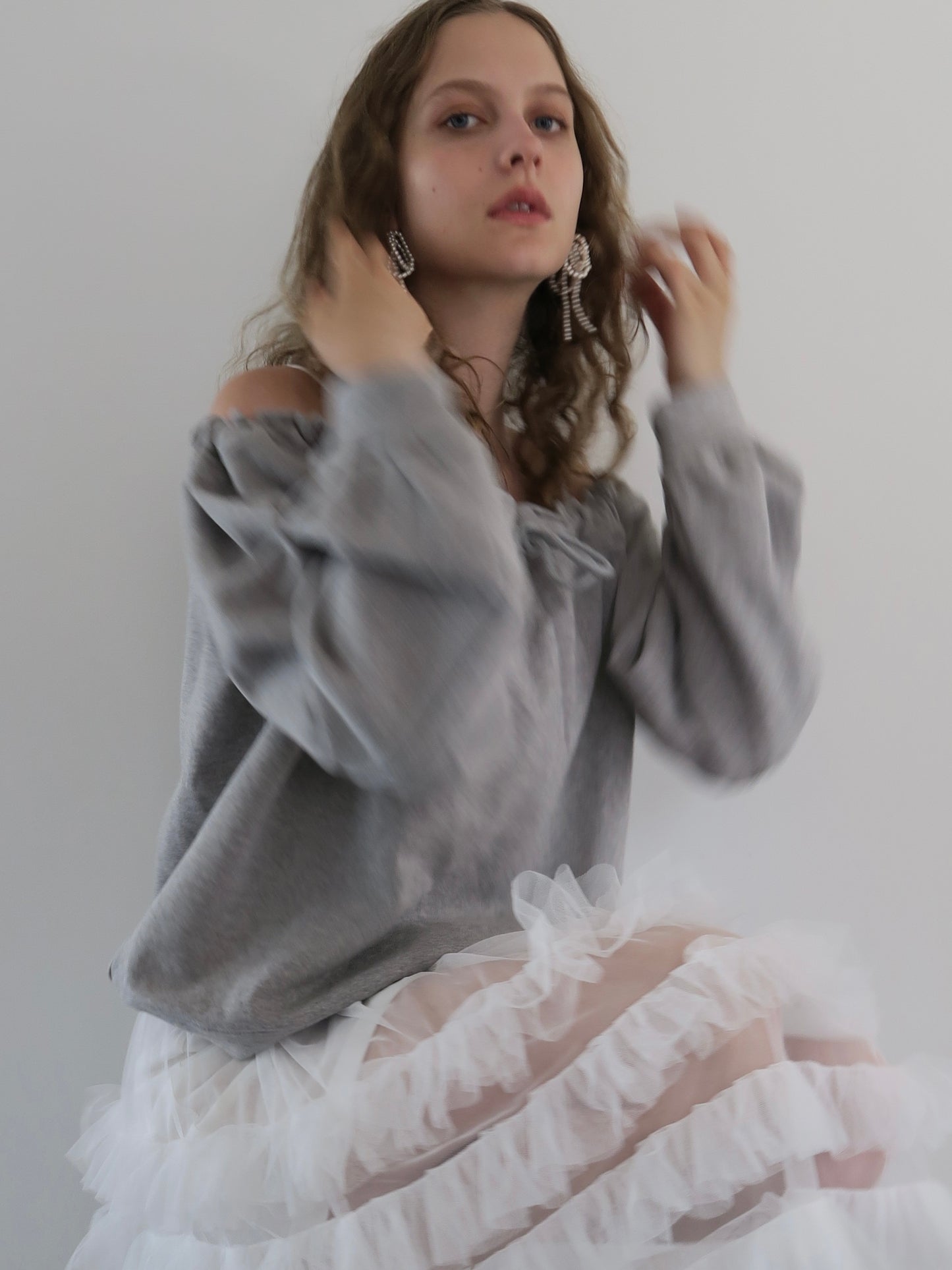 drawstring off shoulder pullover