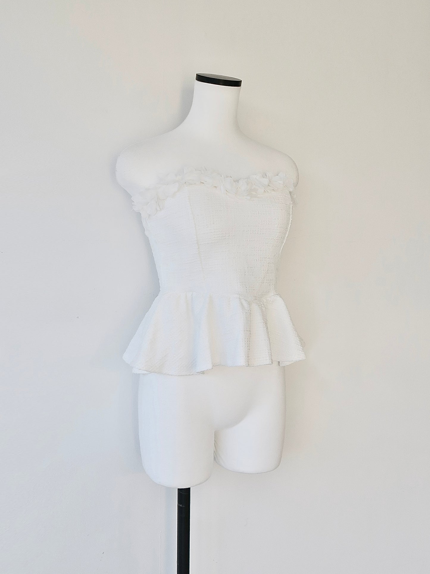 frill peplum bare top