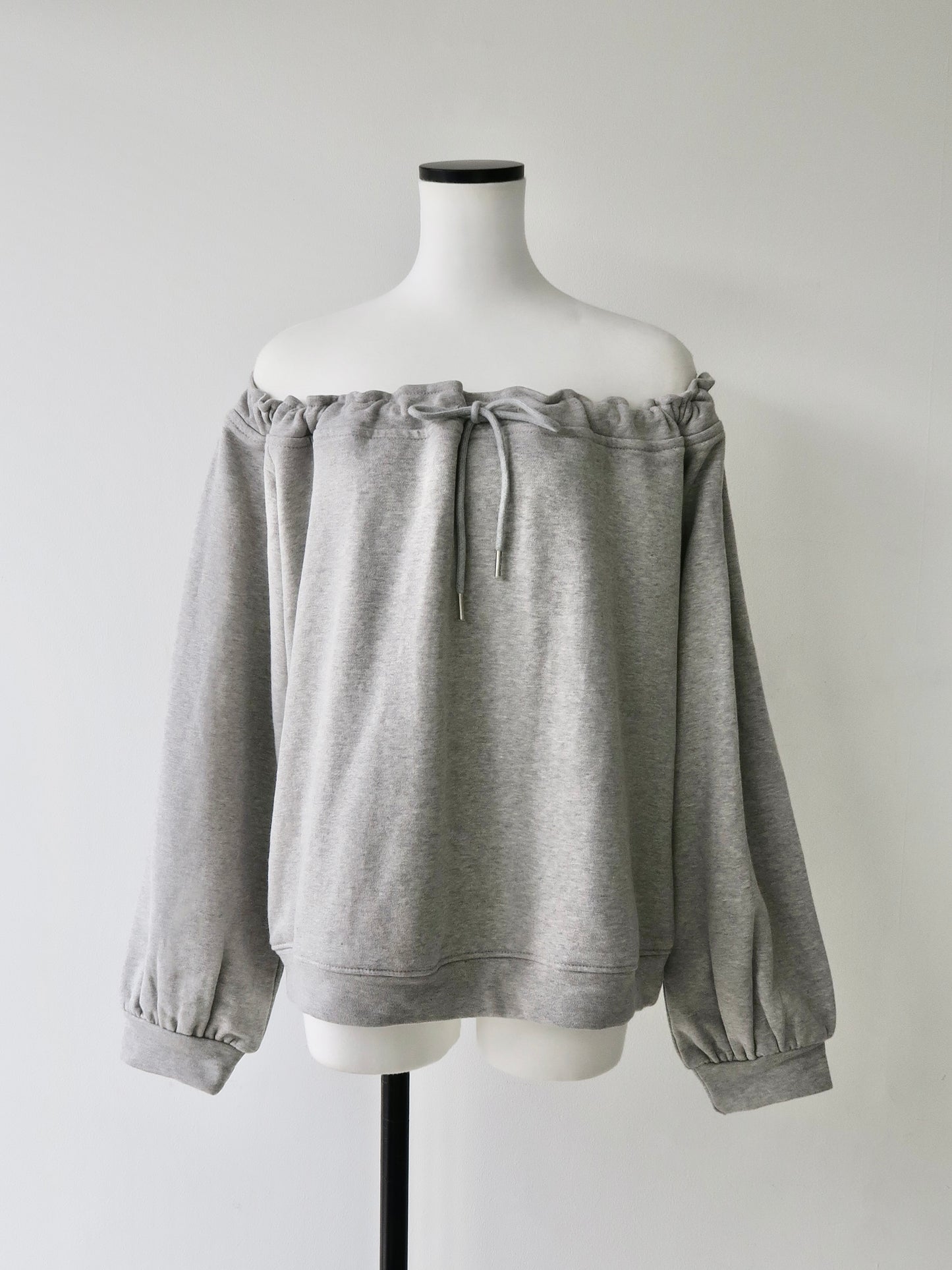 drawstring off shoulder pullover