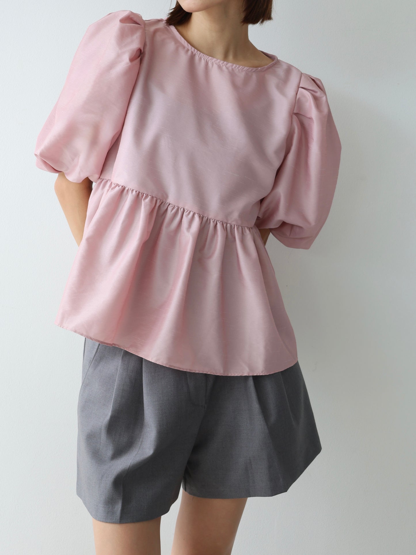 peplum puff sleeve tops