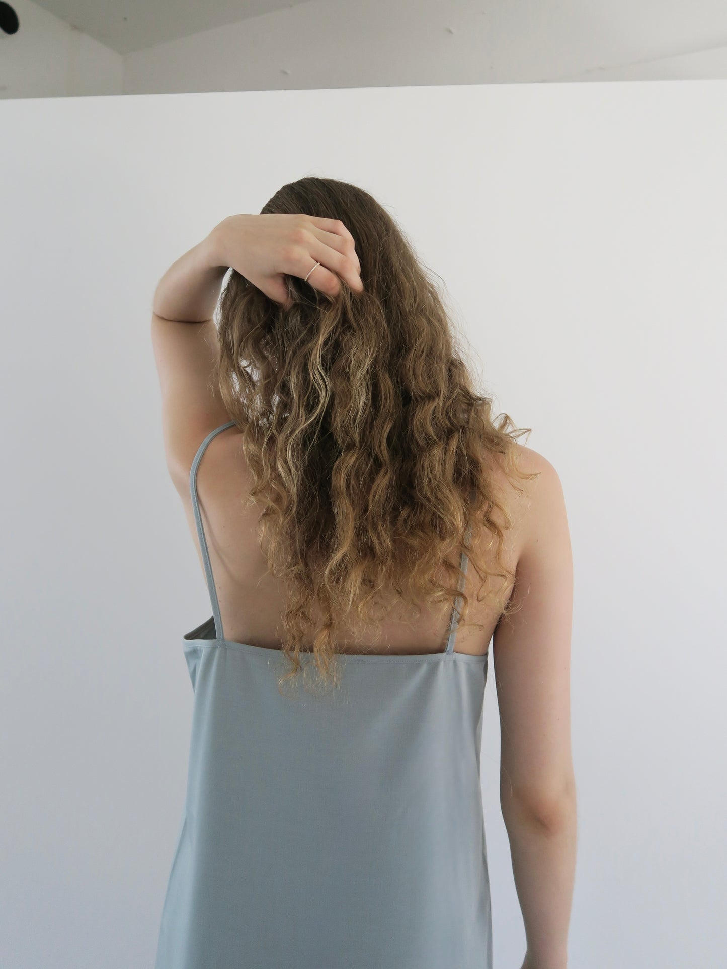 long straight slit cami dress