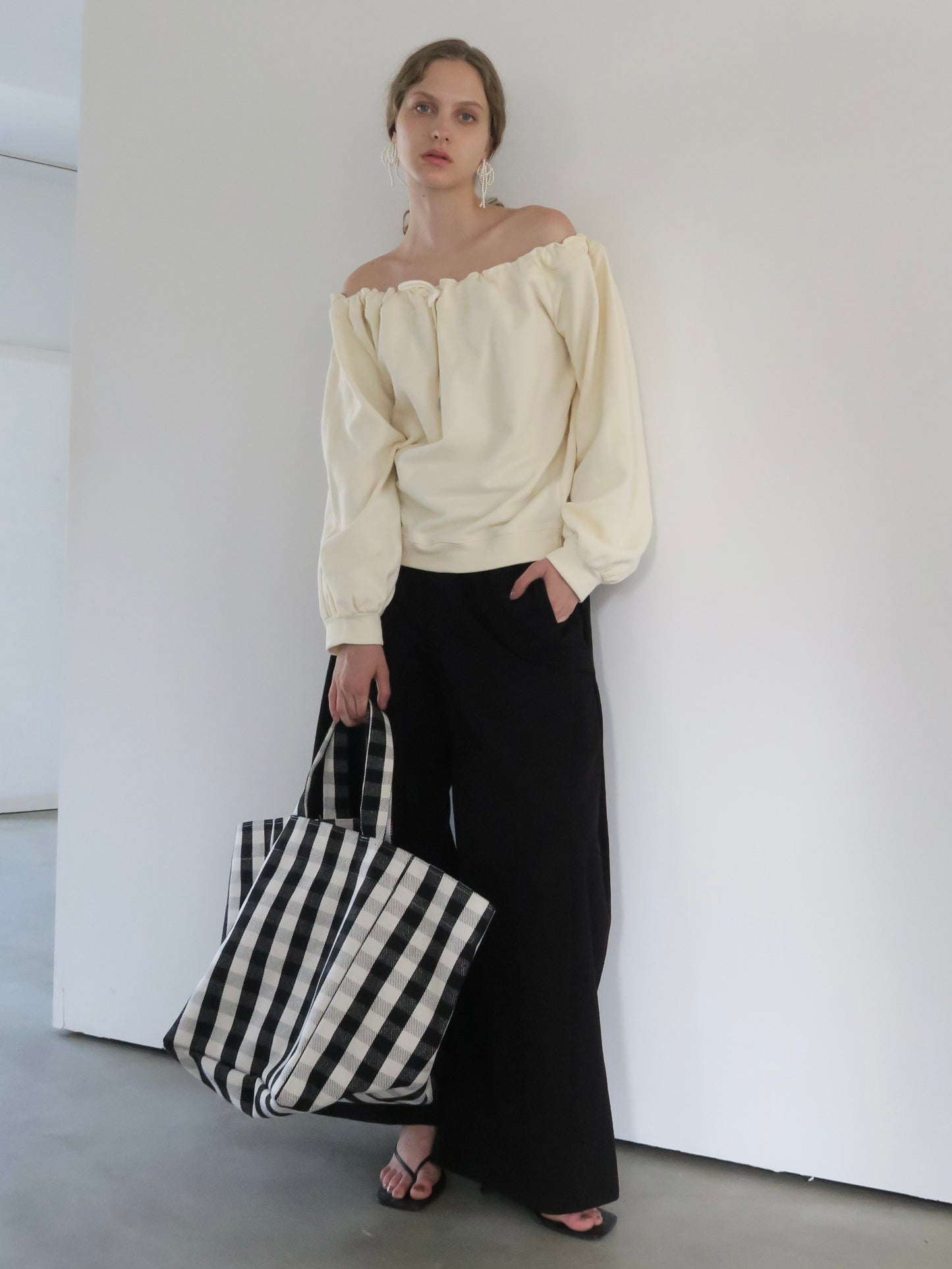 drawstring off shoulder pullover