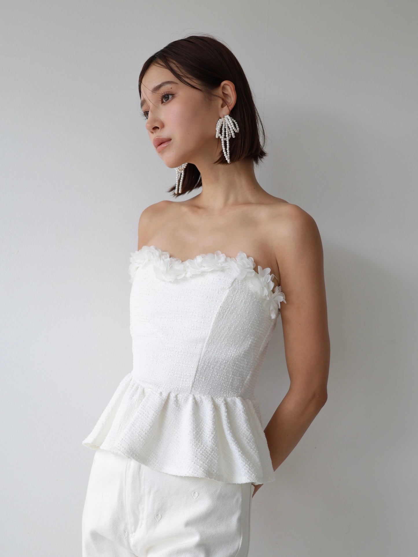 frill peplum bare top