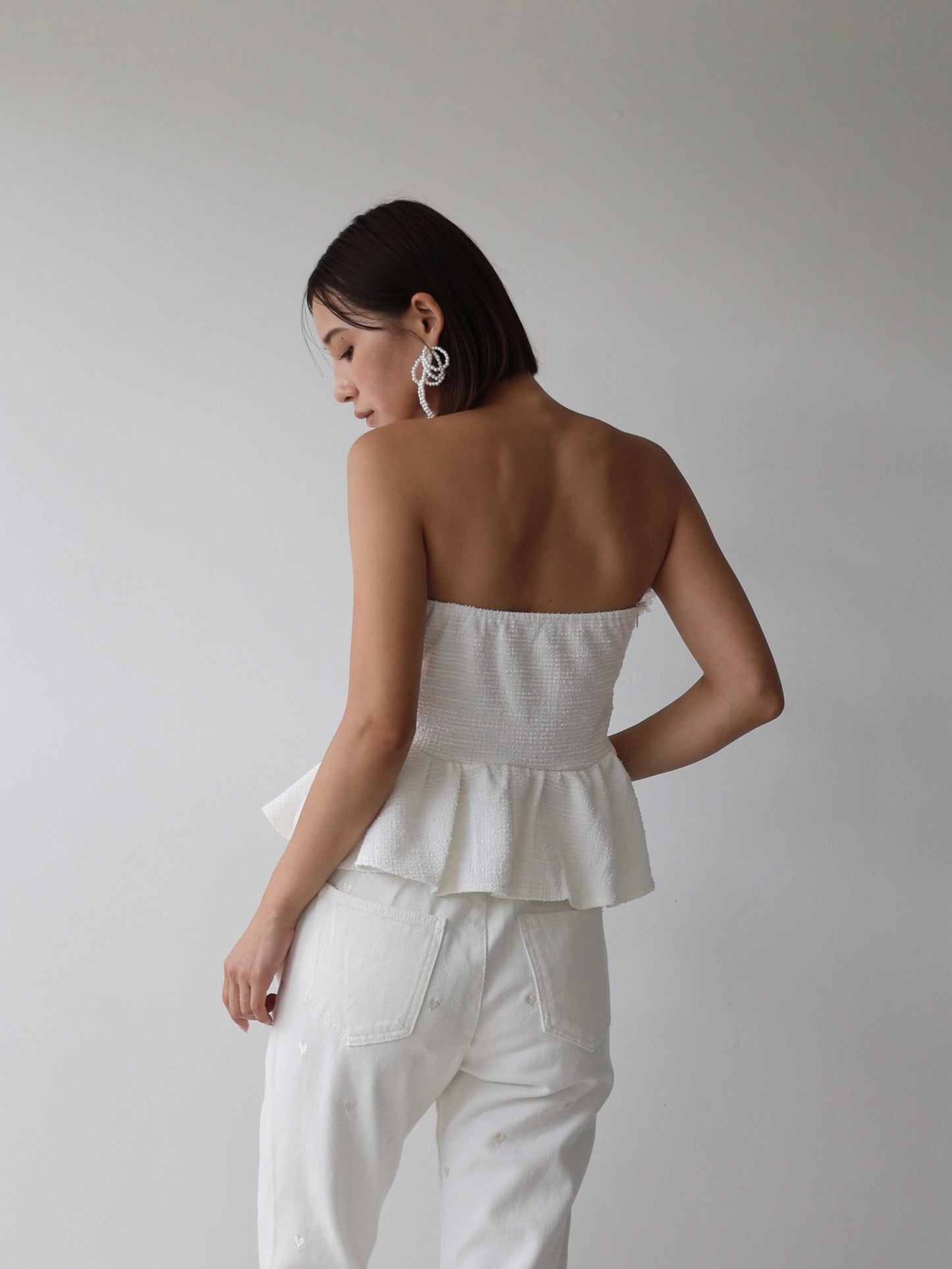 frill peplum bare top