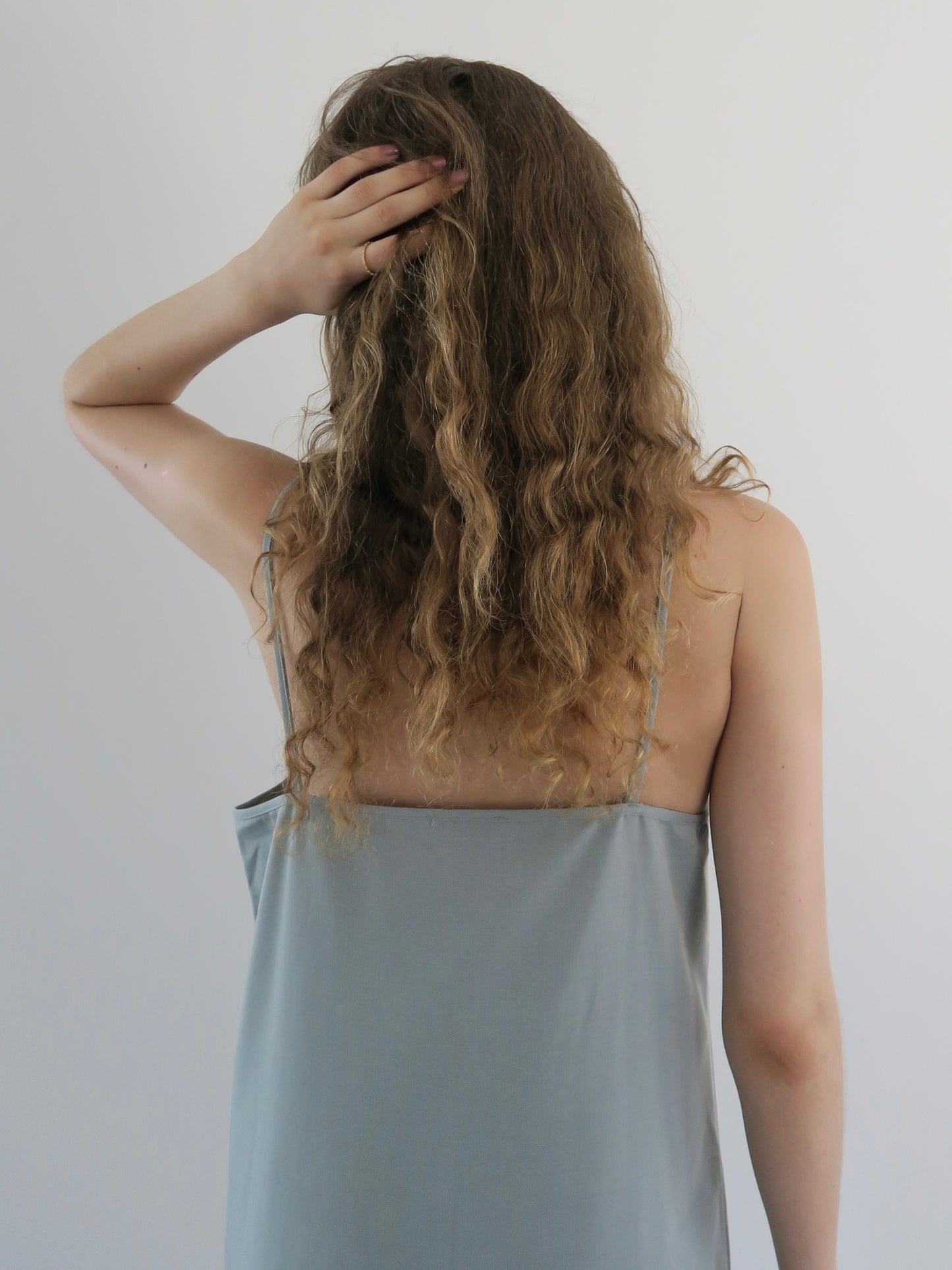 long straight slit cami dress