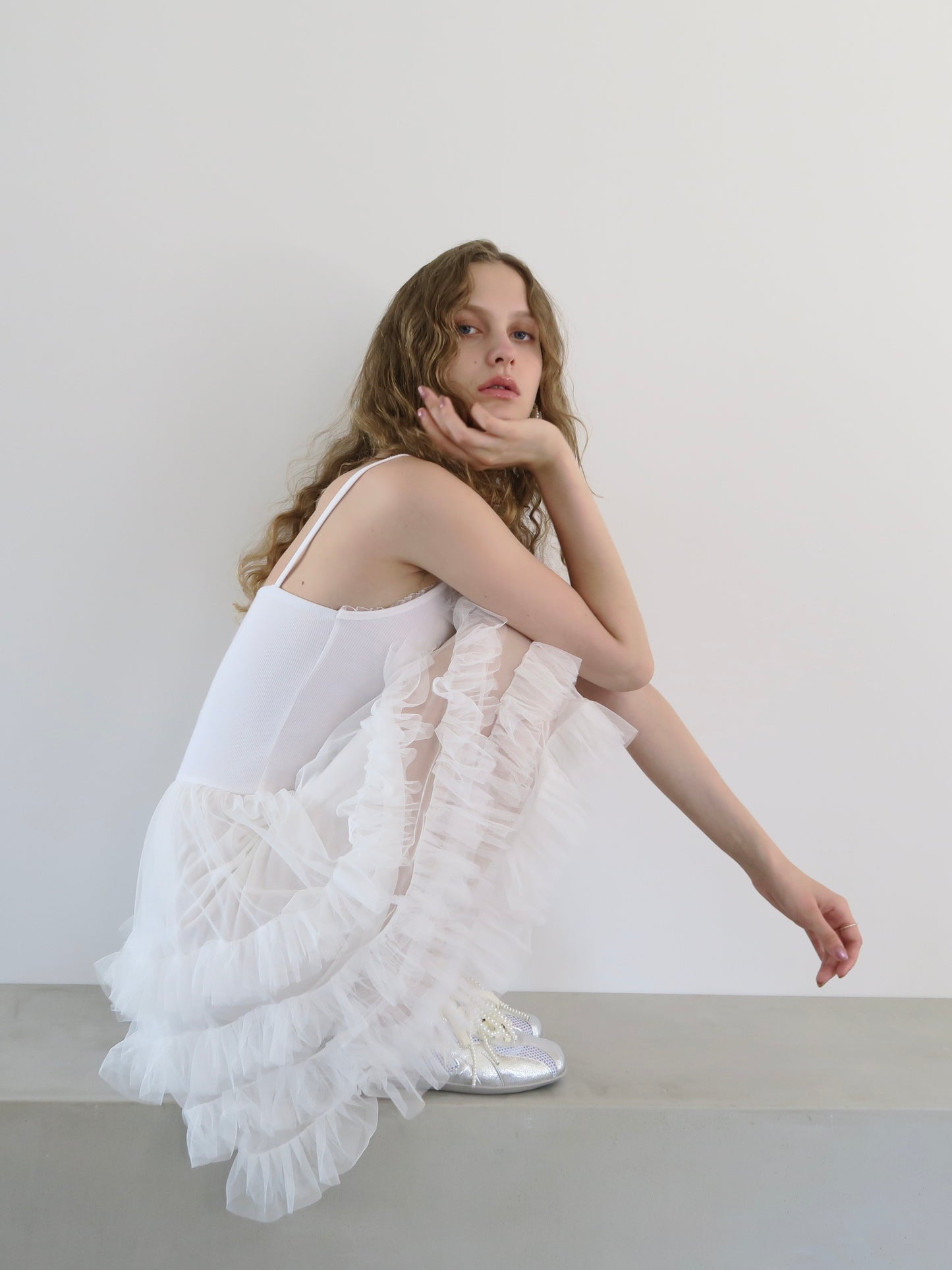 tulle mini cami dress