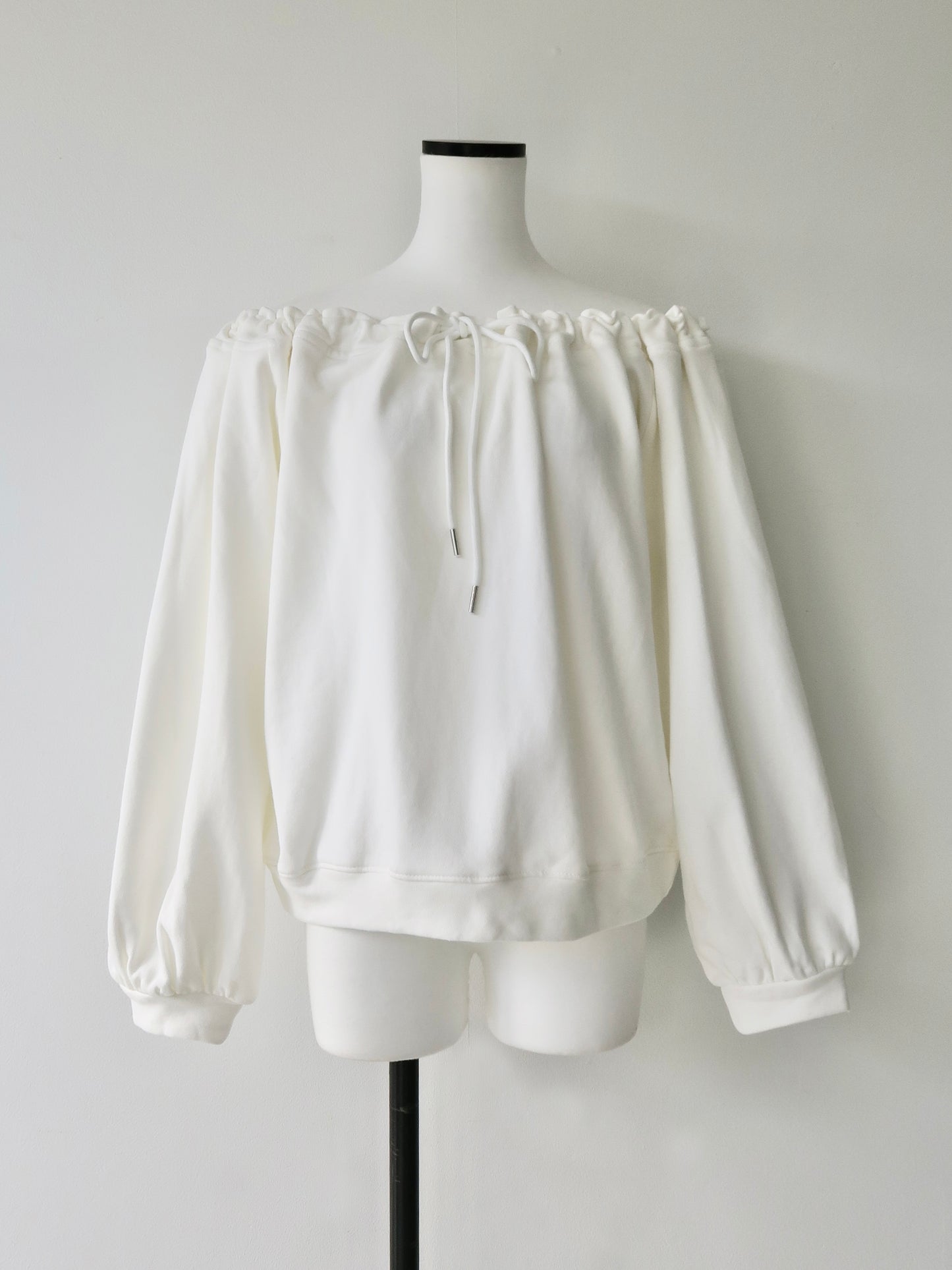 drawstring off shoulder pullover
