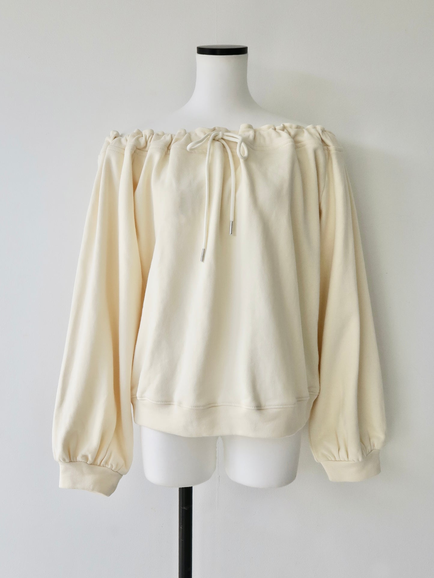 drawstring off shoulder pullover