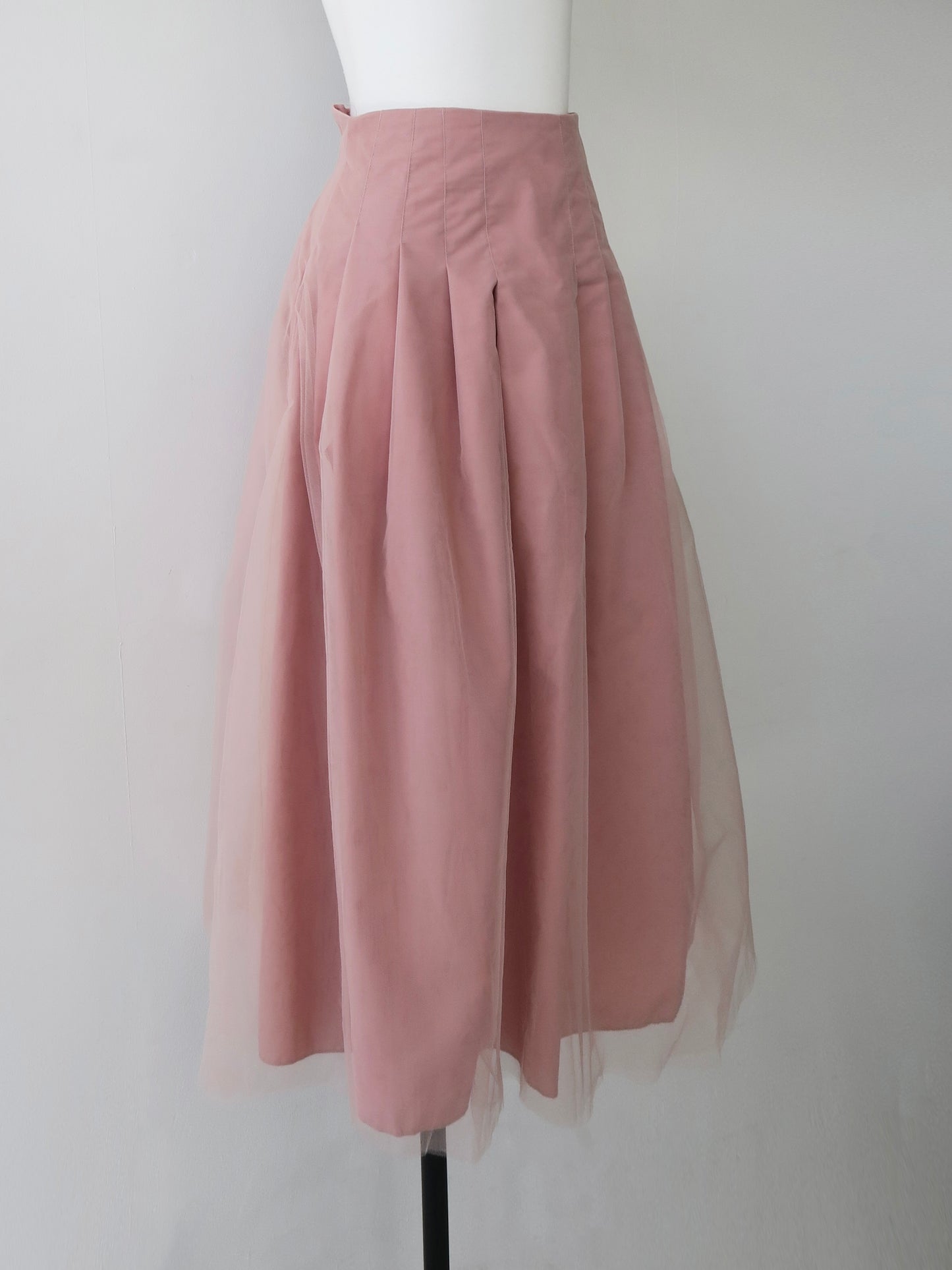 tulle tuck long skirt