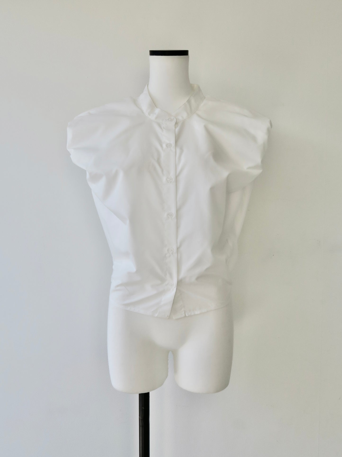 stand collar puff blouse