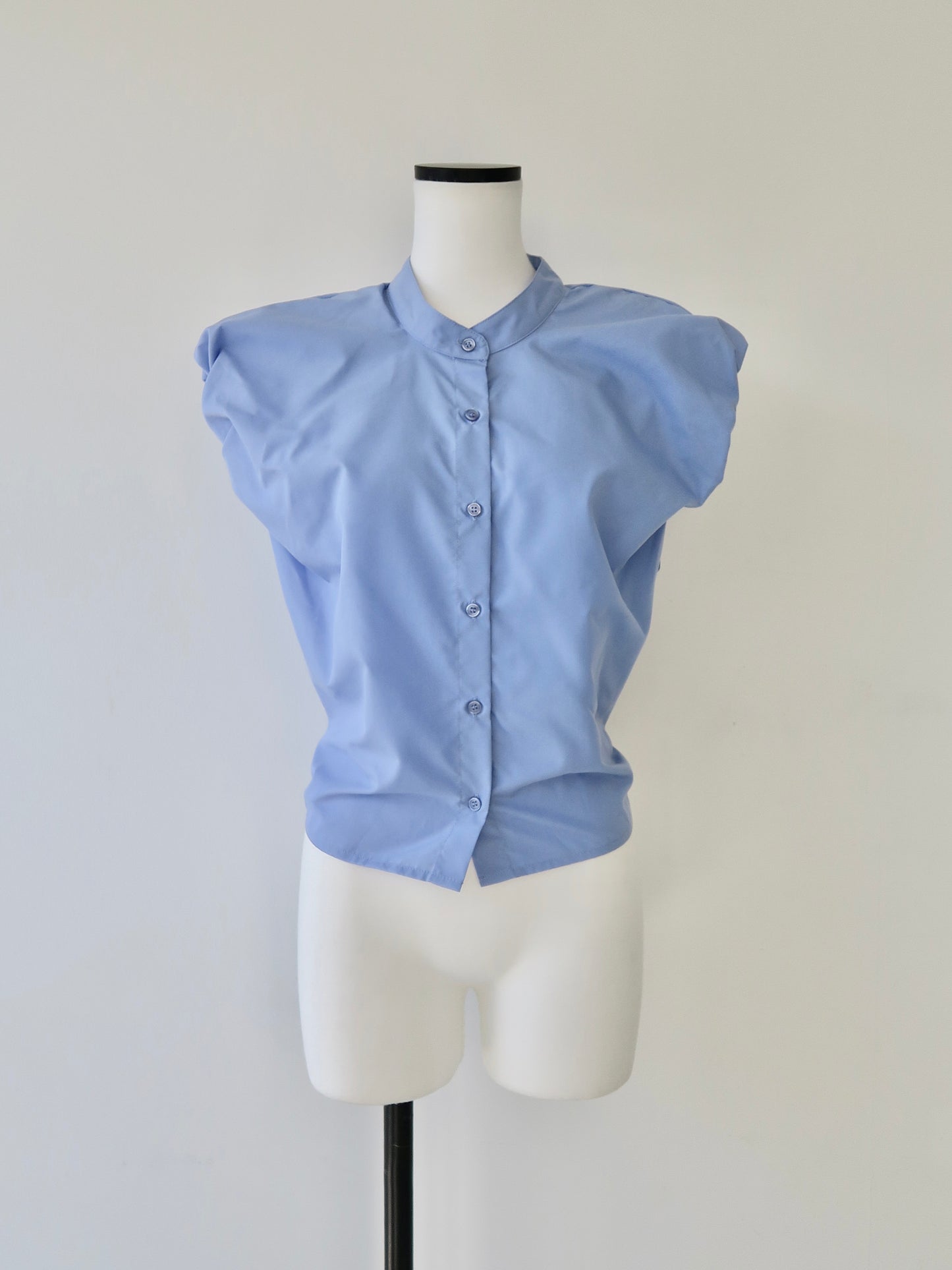 stand collar puff blouse
