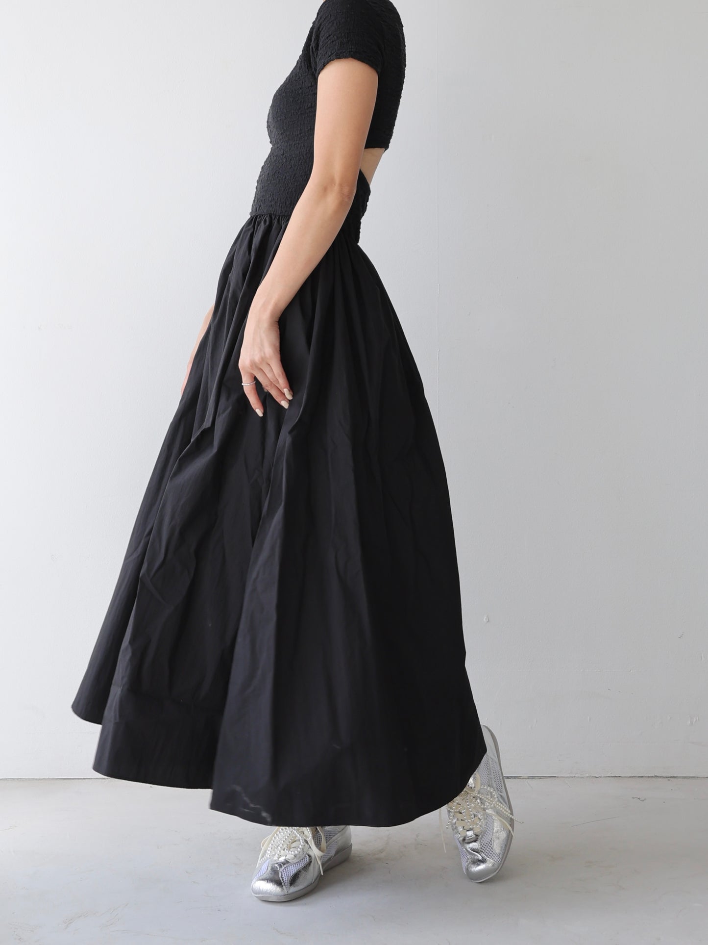 back open shirring dress