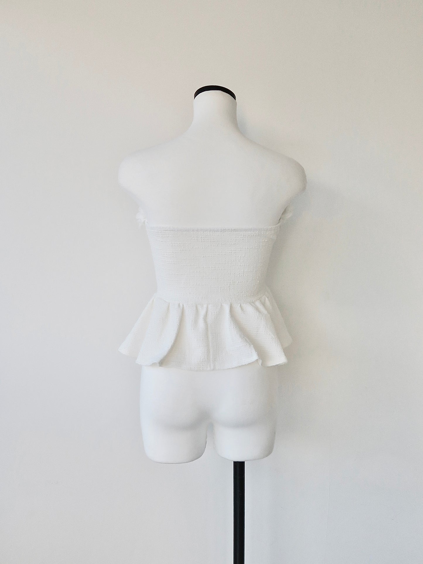 frill peplum bare top