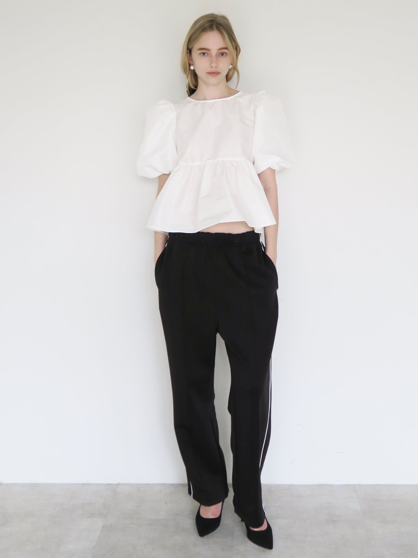 peplum puff sleeve tops