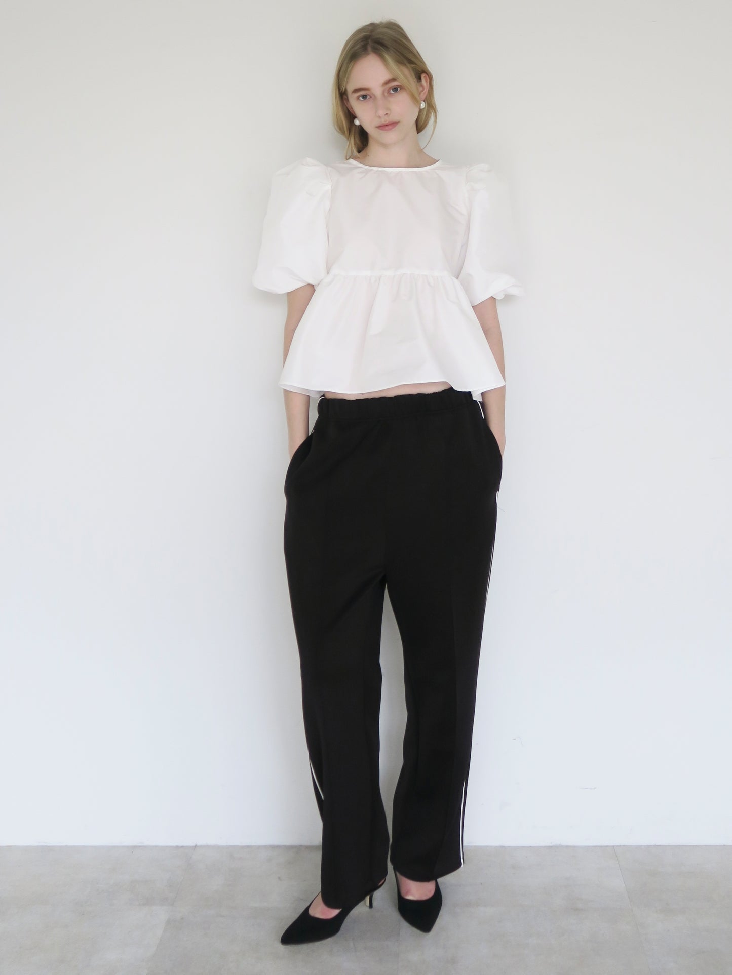 peplum puff sleeve tops
