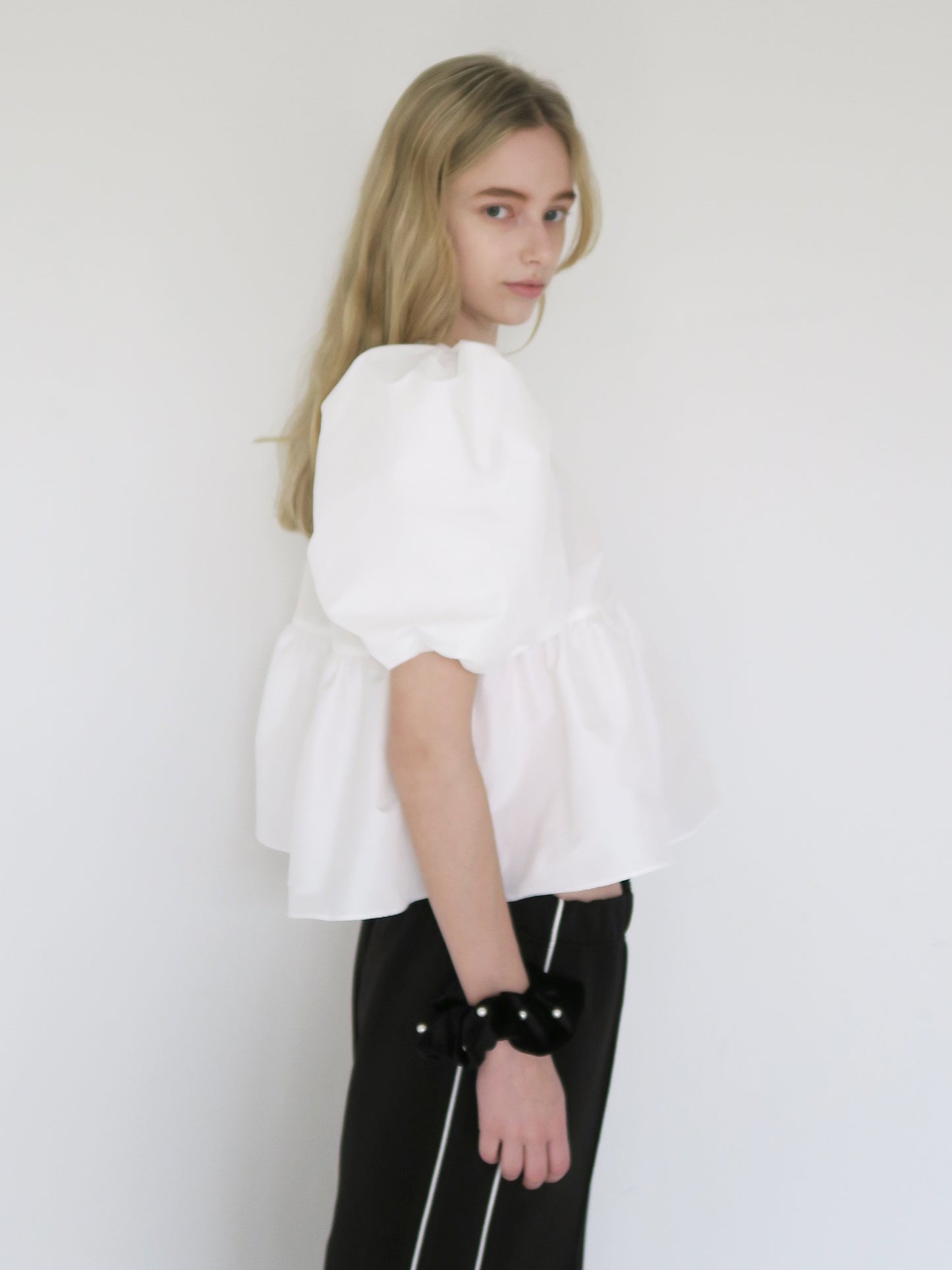 peplum puff sleeve tops