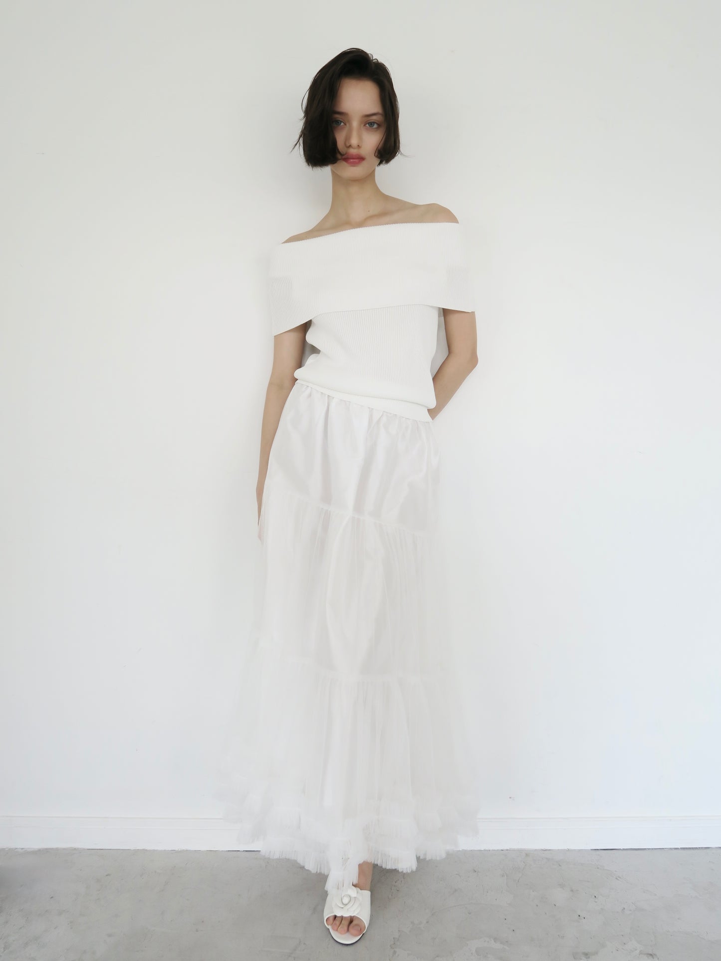 volume tulle flare skirt