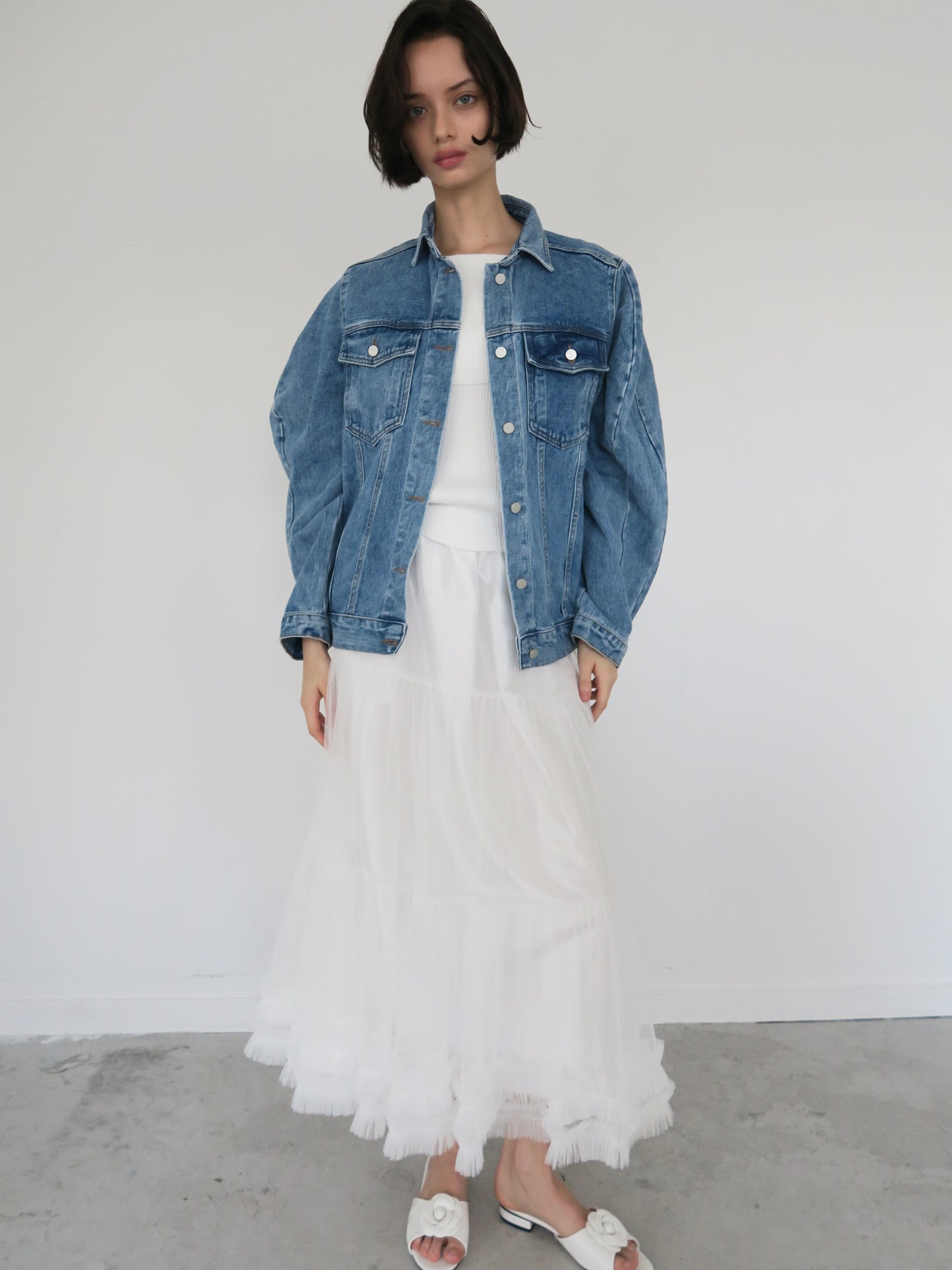 volume tulle flare skirt