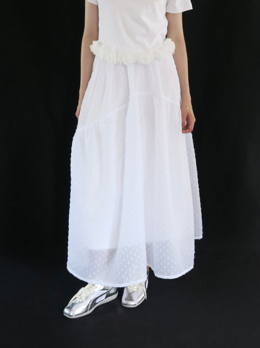 dot long flare skirt
