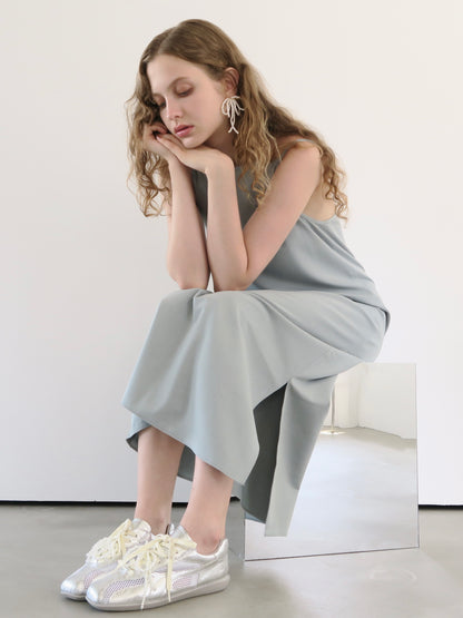 long straight slit cami dress