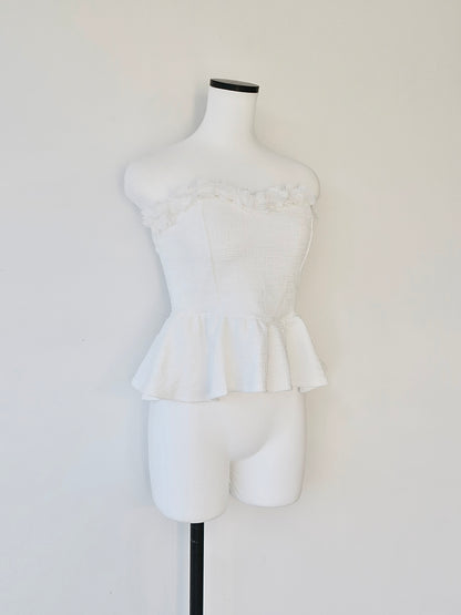 frill peplum bare top