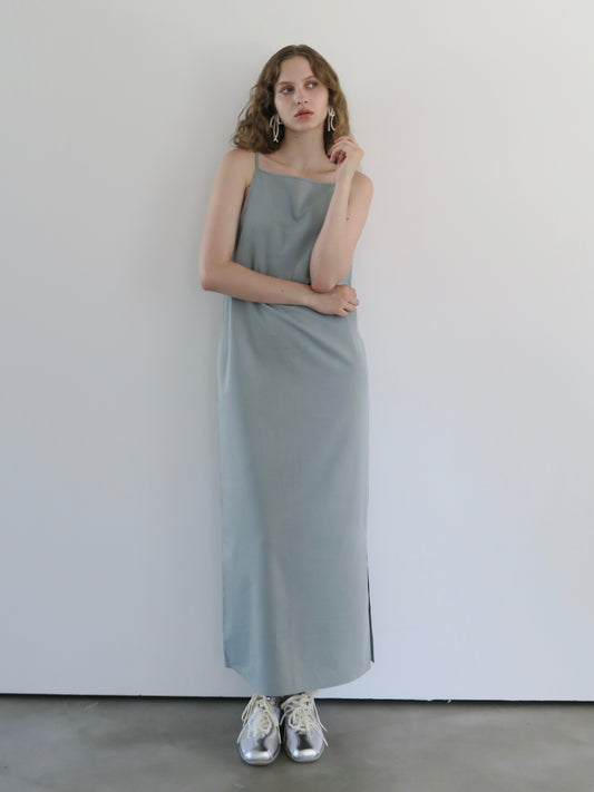 long straight slit cami dress