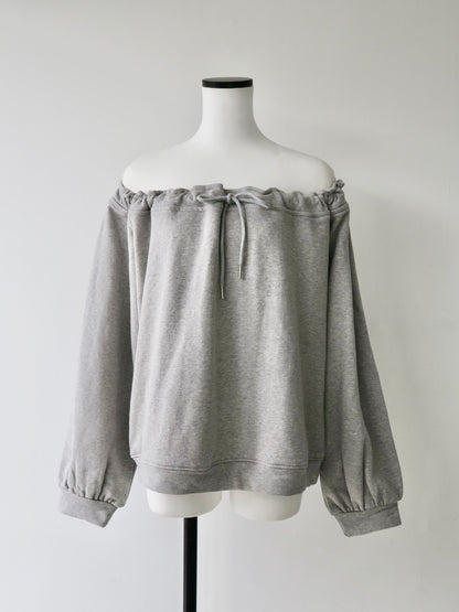 drawstring off shoulder pullover