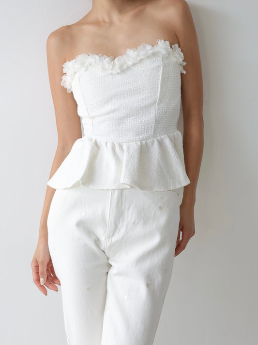frill peplum bare top