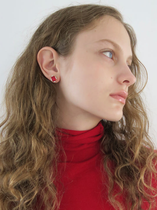 scarlet stud earrings