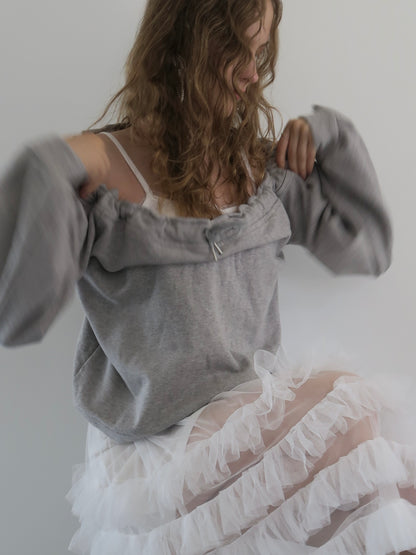 drawstring off shoulder pullover