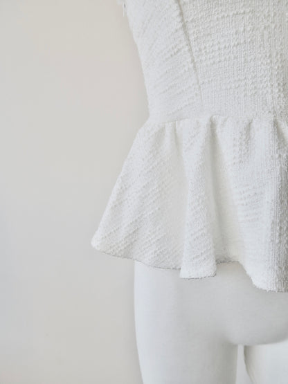 frill peplum bare top