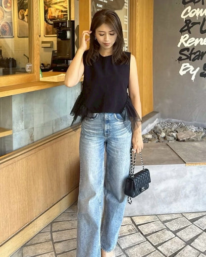 side tulle hem line vest