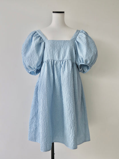 puff ribbon mini dress