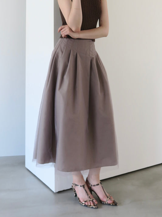 tulle tuck long skirt