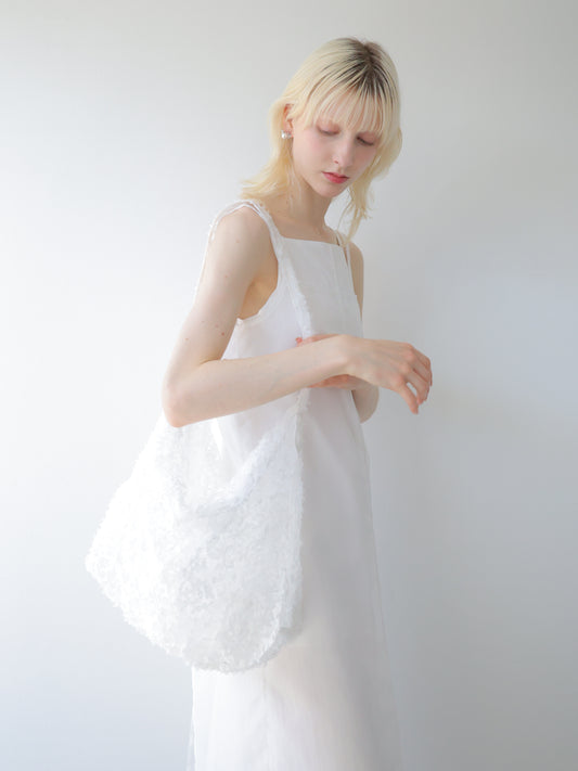 mesh frill tote bag