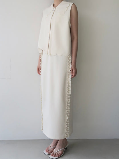 side frill slim long skirt