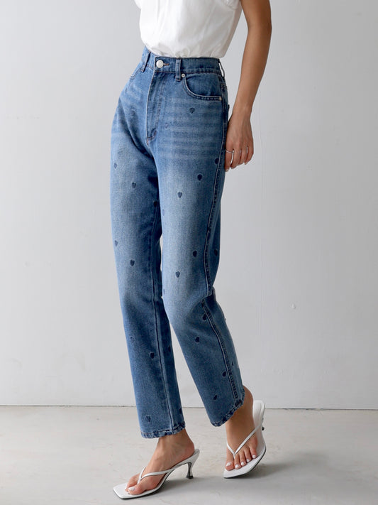heart tapered denim