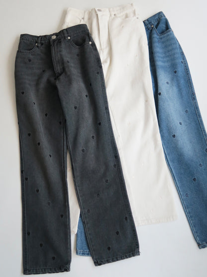 heart tapered denim