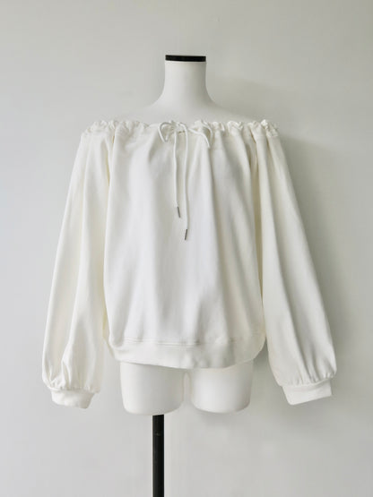 drawstring off shoulder pullover