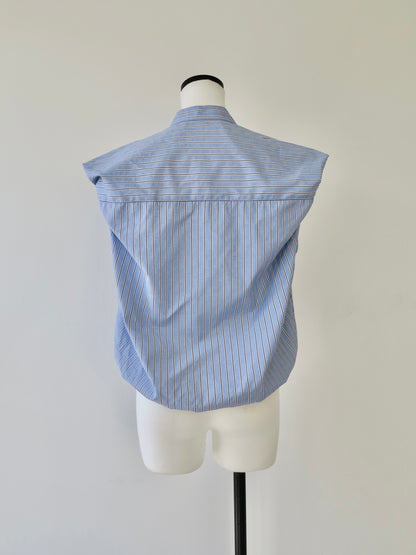 stand collar puff blouse