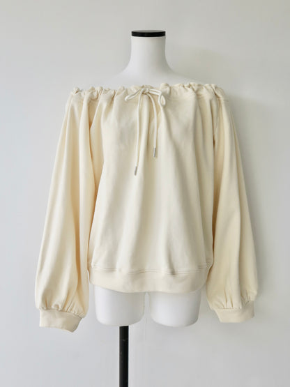 drawstring off shoulder pullover