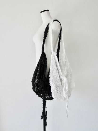 mesh frill tote bag