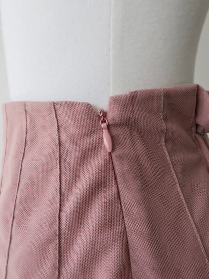 tulle tuck long skirt