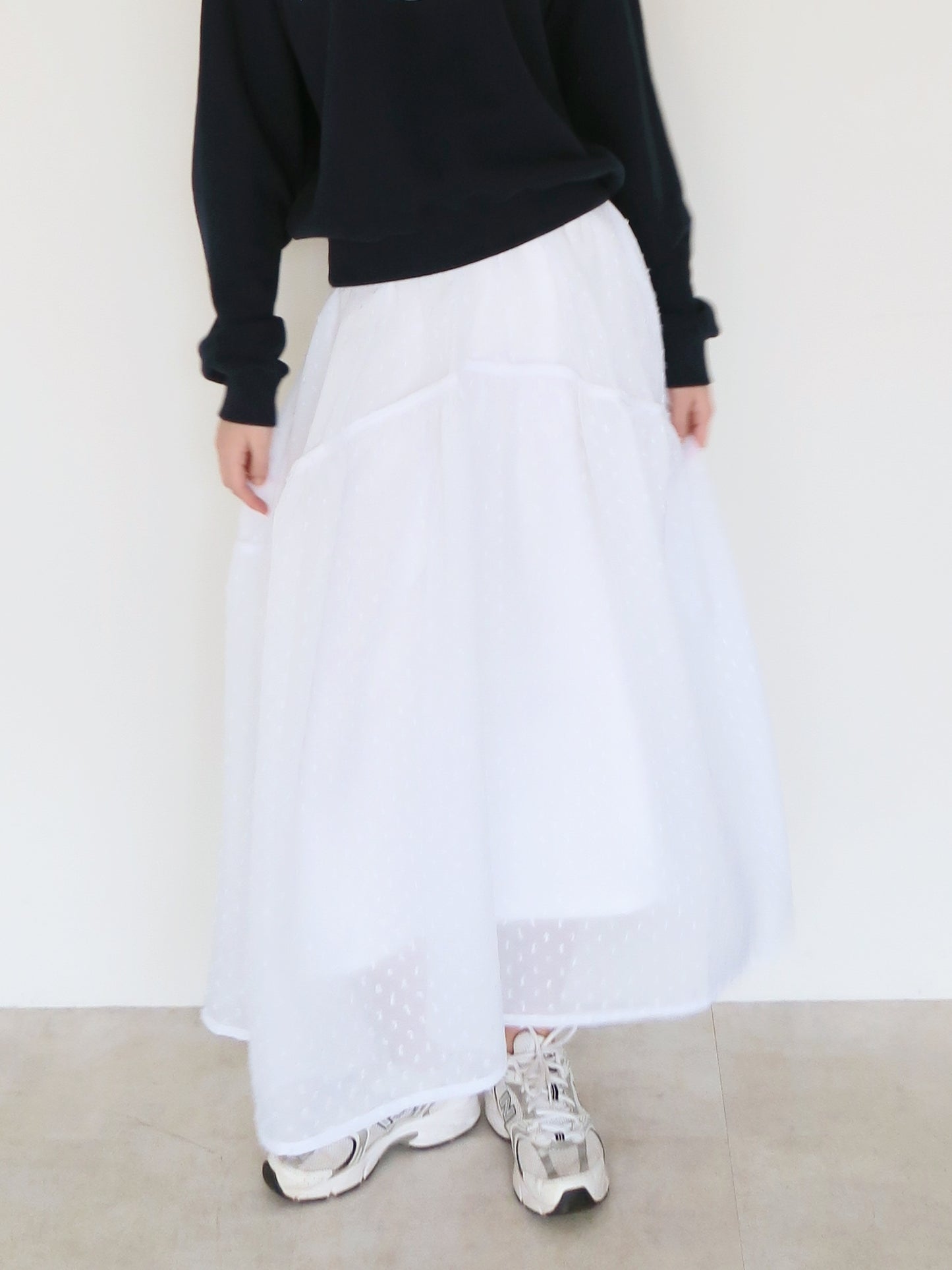 dot long flare skirt