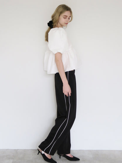 peplum puff sleeve tops