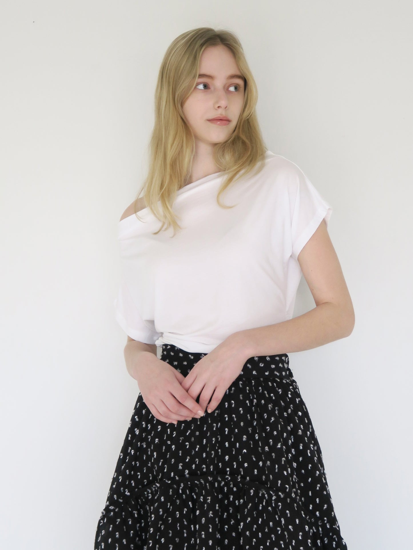 dot long flare skirt