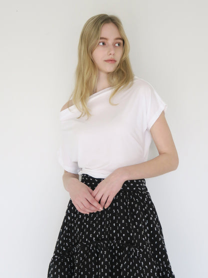 dot long flare skirt