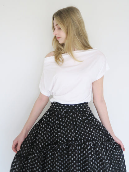 dot long flare skirt